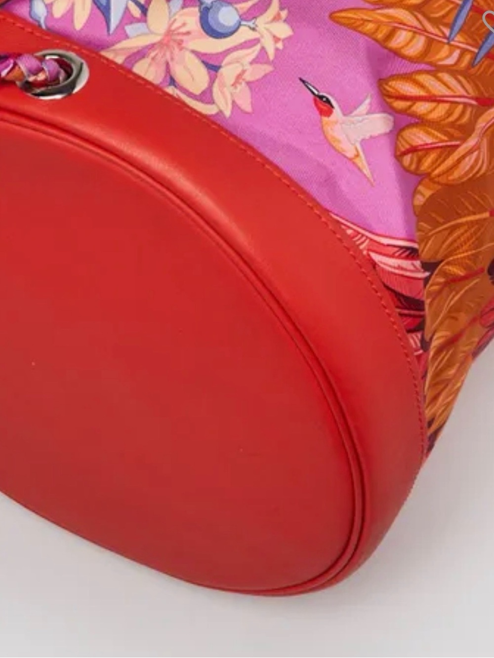 100% Authentic Hermes Pink Floral & Feather Drawstring Bucket Bag - Picture 4 of 8